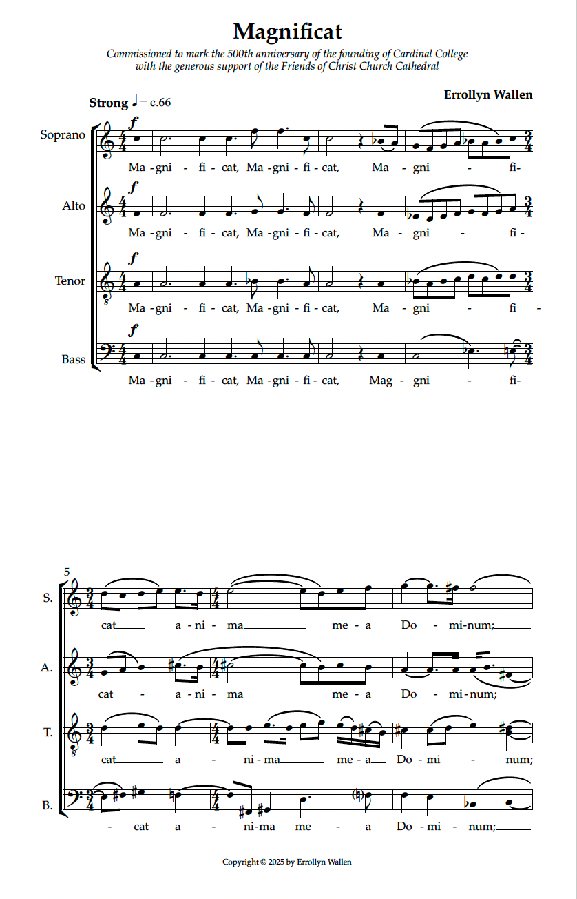 Magnificat for Christ's College Oxford