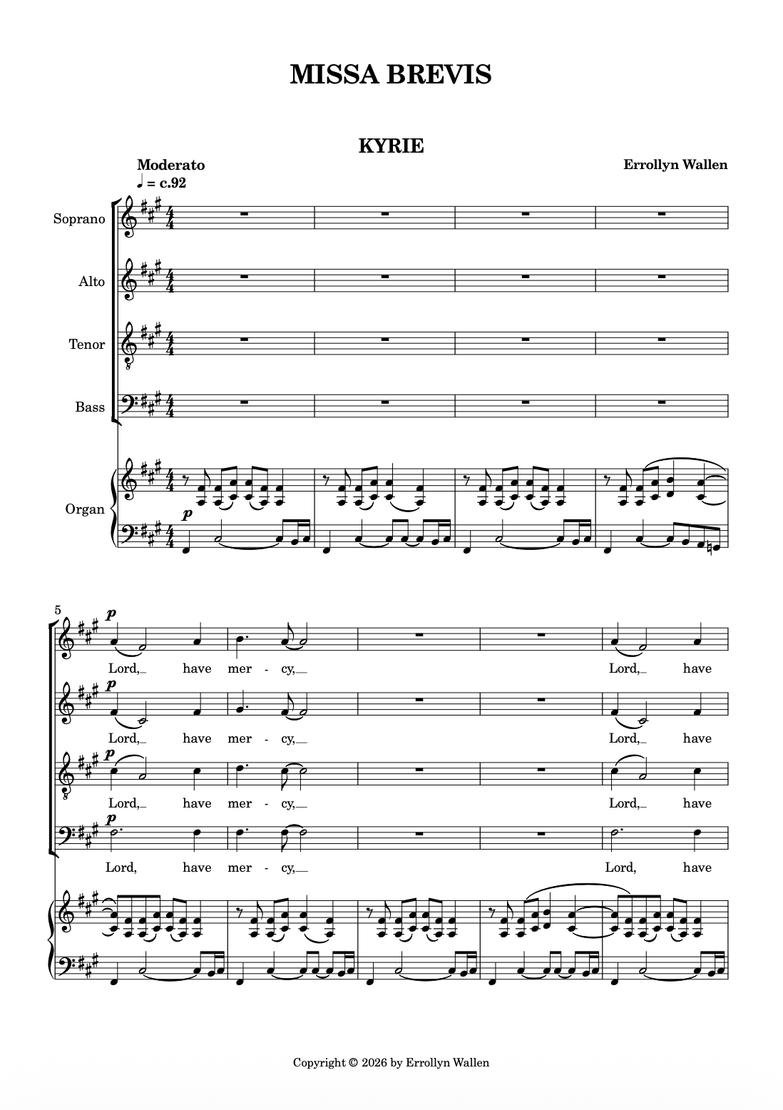 MISSA BREVIS (SATB parts)